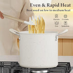 24 Pcs Pots and Pans Set Non Stick, Ceramic Cookware Set with 8QT Stock Pot, Healthy Non Toxic Kitchen Cookware, Large Capacity, Induction Compatible, PFAS/PTFE/PFOA/PFOS Free, Cream White