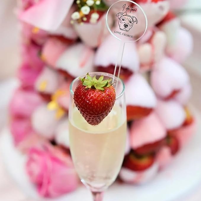 Personalized Dog Drink Stirrers, Custom Wedding Pet Illustration Acrylic Sticks for Wedding Cocktails, Unique Party Favors & Reception Decor Style 3