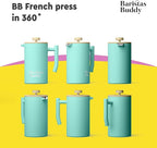 French Press Coffee Maker - Insulated, Stainless Steel Manual Coffee Makers For Home, Office Or Camping - Large 34oz Capacity For 4 Cups