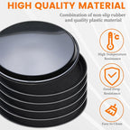 6 Pieces Restaurant Serving Tray, Non Slip Surface Round Tray Plastic Food Meals Server with Raised Edges for Home, Kitchen, Restaurant, Cafeteria, Bar, Hotel (Black, 6 Pcs 11 Inch)