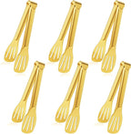JCREN Serving Tongs - 6 Pack Stainless Steel Buffet Tongs, Gold, 7 Inch