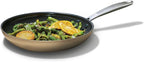 OXO Enhanced 10” Nonstick Frying Pan Skillet, Ceramic PFAS-Free Cookware, Stainless Steel Handle, Eggs & Omelets, Dishwasher & Oven Safe, Biscuit Brown