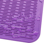 Silicone Dish Drying Mat for Multiple Usage,Easy clean,Eco-friendly,Heat-resistant Silicone Mat for Kitchen Counter or Sink,Refrigerator or Drawer Liner Purple 3XL 28 inches x 18 inches