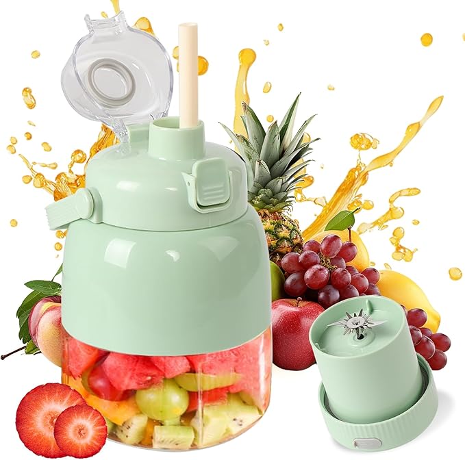 Portable Blender for Smoothies, Personal Size Juicer Blender for Small Fruit, Electric Citrus Juicer On The Go, with 27oz Cup & Straw, Quick Juicing, Easy to Use