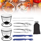 Crab Leg Crackers Seafood Tools Set includes 2 Crab Crackers, 2 Lobster Shellers, 2 Crab Leg Forks/Picks and 2 Butter Warmers for Seafood