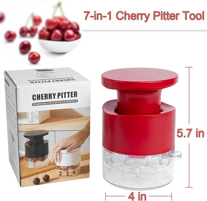 Cherry Pitter Tool Pit Remover, Multiple Cherry Seed Remover, 7 Holes Cherry Stoner Pitter Quick Release, Multiple Cherry Pit Remover Cherries Jam