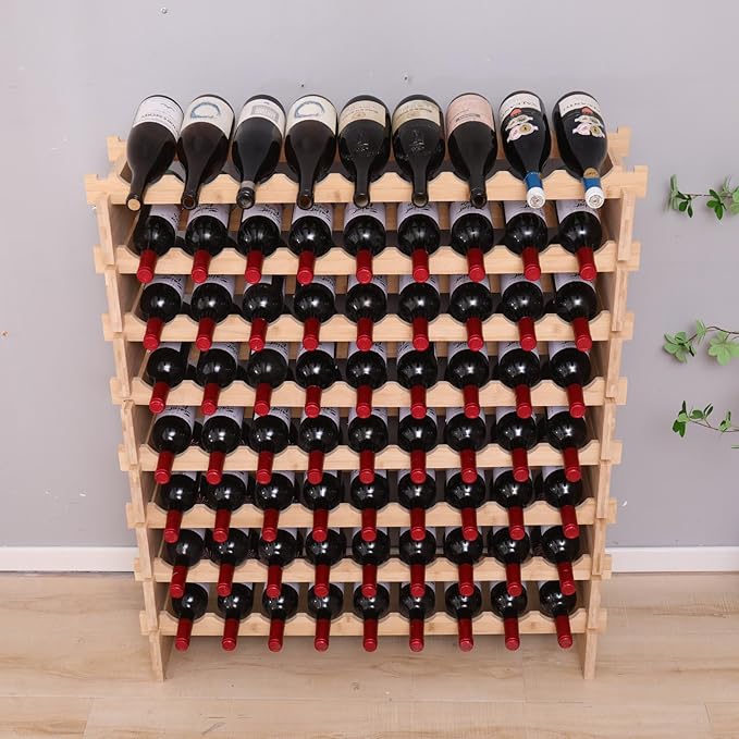 72 Bottle Stackable Storage Modular Wine Rack Cabinet Bamboo freestanding Floor Wine Holder Display Shelves