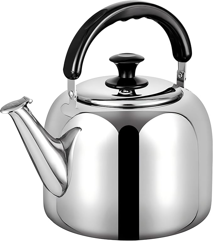 Whistling Stovetop Tea Kettle,Food Grade 316 Stainless Steel,Hot Water Fast to Boil,Stovetop Kettle with Ergonomic Handle,5.3 Quart Capacity