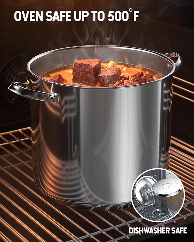 Cooks Standard 18/10 Stainless Steel Stockpot 16-Quart, Classic Deep Cooking Pot Canning Cookware with Stainless Steel Lid, Silver