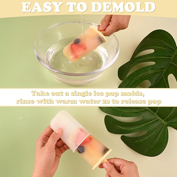 WMKGG Popsicles Molds Set, 6 PCS Ice Pop Mold,Homemade Ice Cream Mould with Sticks, Popsicle Maker(Yellow)