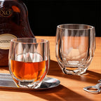 KAMMAK Geometric Faceted Whiskey Glass Modern Crystal Tumbler with Thick Stable Base 7.78 oz Lead-Free Elegant Barware for Scotch, Bourbon, Cocktail, Wine - Ideal Gift & Modern Home Drinkware