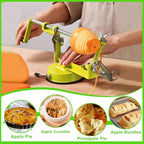 Apple Peeler Corer, Long lasting Chrome Cast Magnesium Alloy Apple Peeler Slicer Corer with Stainless Steel Blades and Powerful Suction Base for Apples and Potato(SpringGreen)