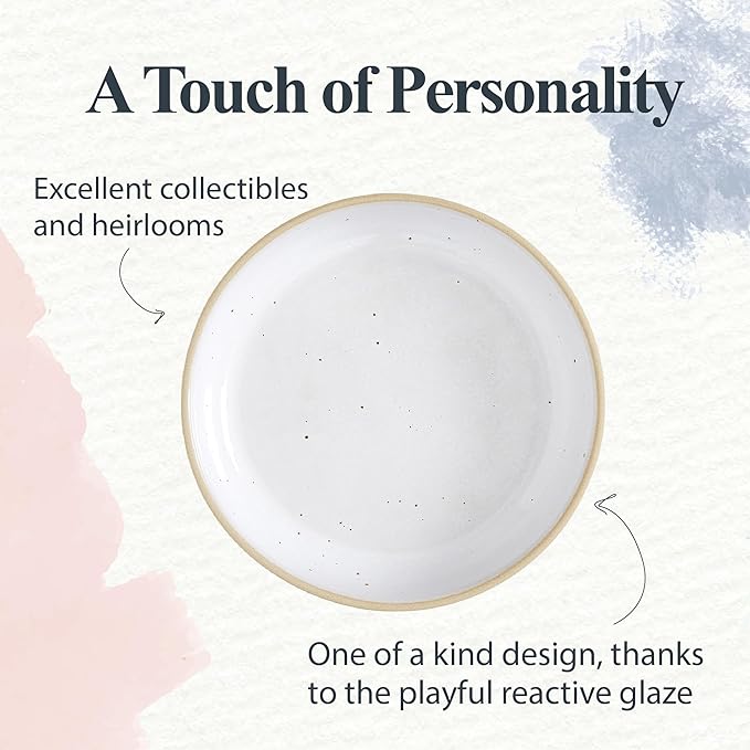 Portmeirion Minerals 8.7-Inch Low Serving Bowl, Moonstone - Handmade in Portugal, Unique Stoneware Glaze for Kitchen, Microwave & Dishwasher Safe - Shallow Stackable Tableware for Cereal, Soup, Salad