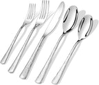 Silverware Set, 18/10 Stainless Steel 50 PieceFlatware Set for 10, Utensil Sets DishwasherSafe, Rust-Resistant, Modern Cutlery Set forHome, Wedding, Restaurant