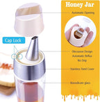 Honey Dispenser No Drip, Maple Syrup Bottle, Olive Oil Dispenser, Honey Jar with Stand, Beautiful Bottle Container, Perfect Honey Pot