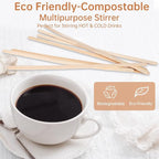 Wood Coffee Stirrers,500 Count of 7.5 Inch Disposable Biodegradable Wooden Coffee Stir Sticks,Eco-Friendly Round End Wood Stirrers,Birch Wood Beverage Stirrers for Tea,Hot Drinks