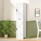WEENFON Tall Bathroom Cabinet, Storage Cabinet with 6 Shelves & Drawer, Bathroom Storage Cabinet with Adjustable Shelves, Tall Cabinet for Living Room, Home Office, White