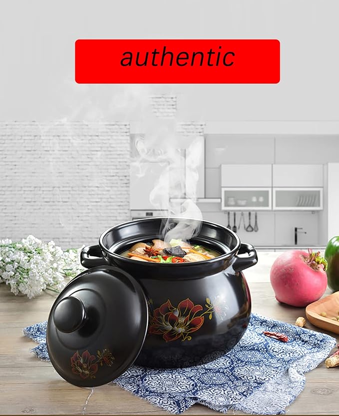 Traditional Japanese Clay Casserole Pot,Family Hot Pot,clay cooking pots Ceramic Cookware Dutch Oven Ceramic Pot, Heat Storage and Heat Preservation,For Cooking Hot Pot Bibimbap and Soup,5.5l