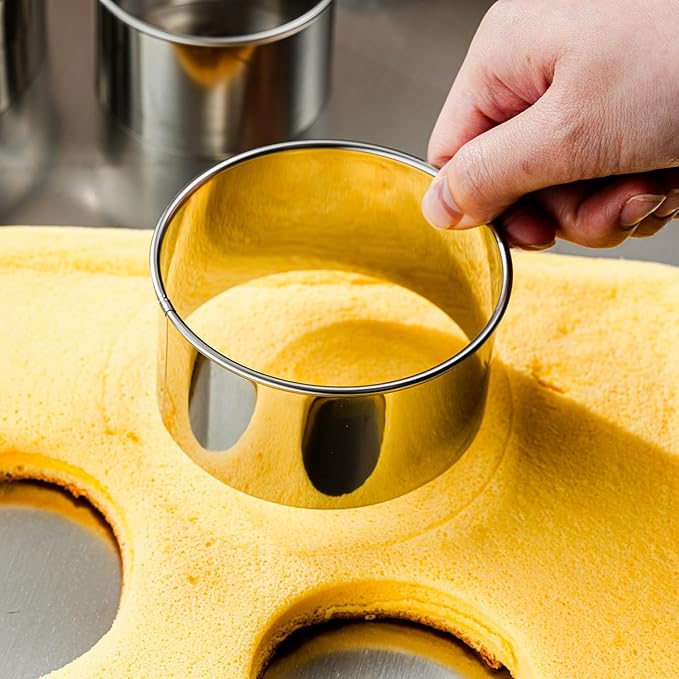 12-Piece 304 Stainless Steel Biscuit Cutter Set, Round Cookie Cutters for Baking (1/2/3/4/5'') with PP Storage Box, Dough Pastry Cake Circle Cutting Ring Molds, Non-Rust Double Thickness & 2.1‘’ High