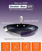 Nuwave Lux 13-Piece Premium Cookware Collection, Next-Generation G11 Duralon Blue Ceramic Nonstick, Ultra Durable, PFAS-Free, Lightweight & Works on All Cooktops