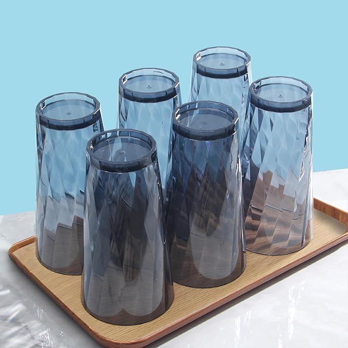 Unbreakable Plastic Drinking Glasses, Set of 6, Shatterproof Drinking Cups, Plastic glass cup,20 oz plastic Tumbler Cups,Dishwasher Safe (Grey)