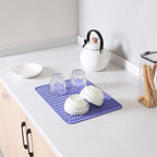 Silicone Dish Drying Mat for Multiple Usage,Easy clean,Eco-friendly,Heat-resistant Silicone Mat for Kitchen Counter or Sink,Refrigerator or drawer liner Light Purple L 16 inches x 12 inches