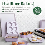 Larder & Vine 8-Piece Bakeware Set | Non-Stick Baking Set with Ceramic Finish | PFAS, PFOA, PTFE, and BPA Free Baking Essentials | Baking Sheets, Muffin Tins and Assorted Baking Pans | Lavender