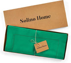 Solino Home Linen Table Runner 90 Inches Long - 100% Pure Linen Emerald Green Table Runner 14 x 90 Inch - Classic Hemstitch