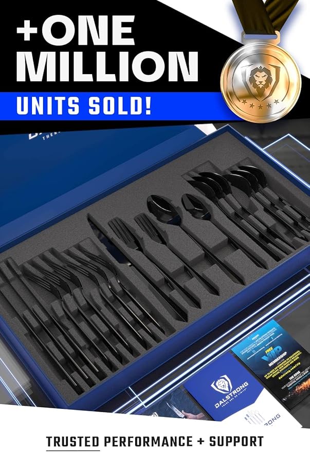 Dalstrong Flatware Cutlery Set - 20 Piece - Black High-Carbon Stainless Steel - Silverware Dinner Knife, Dinner Fork, Dinner Spoon, Dessert Fork, Dessert Spoon - Service for 4 - Table Dinner Set