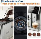 3rd-Gen Espresso Coffee Maker with Milk Frother, Removable Brewer and Grinder, Adjustable Coarseness and Flavor, 3-Level Coffee and Milk Volume Control, Detachable Milk Tank