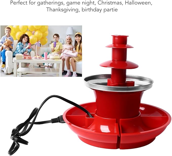 3 Tier Electric Chocolate Sauce Fountain,Melting Machine Chocolate Sauce Fondue Fountain Set,Detachable Mini Chocolate Chocolate Fondue for Party Games Night Christmas Halloween