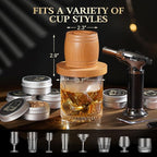 G GOOD GAIN Whiskey Smoker Kit with Torch - Old Fashioned Cocktail Smoker Kit with 6 Flavors Wood Chips | Drink Bourbon Infuser Set with 4 Stainless Steel Ice Stone for Men, Dad (No Fuel Included)