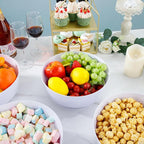 Hioasis 8 Pack Plastic Serving Bowls 128oz White Plastic Bowls Heavy Duty Disposable Serving Bowls for Party Snack & Salad & Candy & Bar Buffet