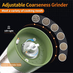 2Pack Electric Salt and Pepper Grinder Set USB Rechargeable with Warm LED Light, Adjustable Coarseness Lidaop Large Capacity Automatic Salt Pepper Mill Grinder for Kitchen, Restaurant, Outdoor, Green