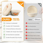 HASHMUST Banneton Bread Proofing Basket Set, 9 Inch Round & 10 Inch Oval Cotton Rope Proofing Bowls with Liners Covers & 14x19 Inch Thick Baguettes Cloth, Sourdough Dough Loaves Baking Supplies Gifts