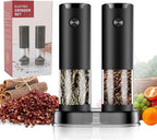 Electric Pepper Grinder Set (2 Pcs) Adjustable Coarseness & One-Touch Grinding with LED Light – Battery-Powered, Large Capacity & Ceramic Blades for Effortless Seasoning