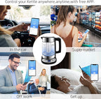 Smart Electric Kettle APP Control, Korex Glass Water Boiler Included Filter Suitable for Alexa Google Home Assistant 1.7 L BPA FREE Great for Coffee Tea Milk With Overheat Protection Controlled