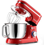 HOWORK Electric Stand Mixer,10+p Speeds With 6.5QT Stainless Steel Bowl,Dough Hook, Wire Whip & Beater,for Most Home Cooks,Bright Red