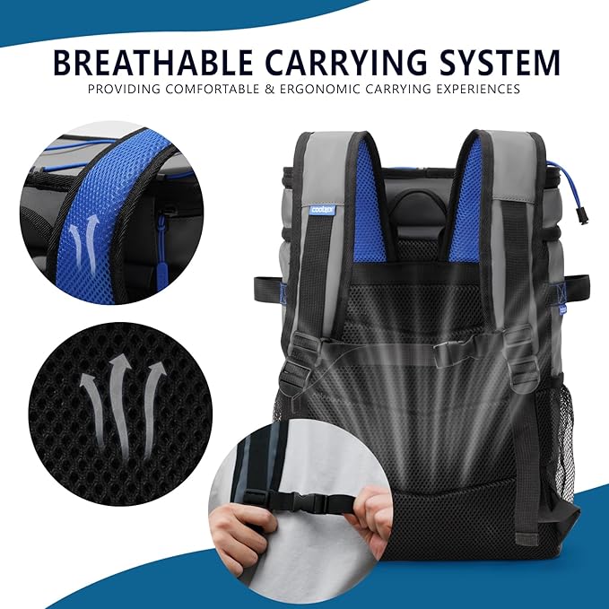 Large Backpack Cooler 36 Can Cooler Backpack with 2 Insulated Compartments Leak Proof Waterproof Travel Backpack, Camping Beach Picnic Lunch Thermal Bag for Women and Men