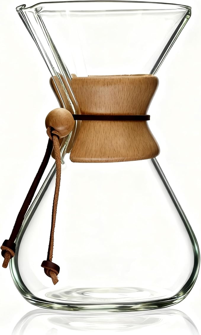 AGOGO Pour Over Coffee Maker Set Glass Coffee Maker with 50pcs Filter Paper -for Home, Office, Camping, Cafes - Easy Clean Coffee Dripper Set (Rag&Brush Included)(10 Cup/34oz)