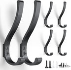 6-Pack Heavy Duty Coat Hooks for Wall Mount - Durable Wall-Mounted Hooks for Hanging Coats, Backpacks & Bookbags, Rust-Resistant Coat Hanger Hooks for Entryway, Garage, Dorm