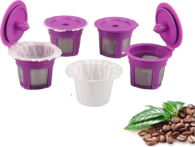 300 Count Paper Filters with 2 Pack Reusable K Cup Coffee Pods,Compatible with Keurig Single Serve Coffee Maker 2.0 & 1.0