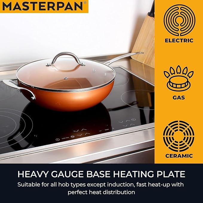 MASTERPAN Copper tone 10 and 12 inch Non-Stick Ceramic Frying Pans 2-Pack