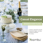 Bambu Pack of 25 - 11 Inch Disposable Bamboo Plates Square, Biodegradable Eco Friendly Products, Bamboo Disposable Plates for Events, Compostable