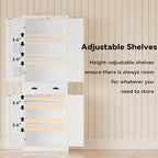 IRONCK Kitchen Pantry Storage Cabinet 72.6" H x 24" W, with Barn Doors, Drawer, 4 Adjustable Shelves, Freestanding Cupboard, Laundry, White