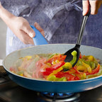 Pack of 2 Large Silicone Cooking Spoons,Non Stick Solid Basting Spoon,Heat-Resistant Kitchen Utensils for Mixing,Serving,Draining,Stirring (Black)