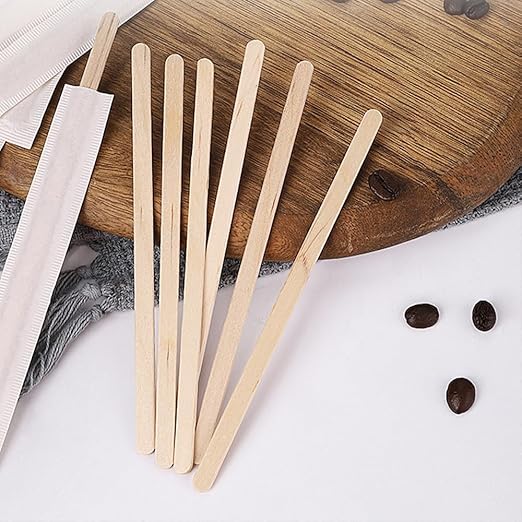 180 Pcs Coffee Stick Wooden Stirrers 7 inchs Individually Wrapped Swizzle Drink Stirring Sticks for Handmade Popsicle Fruit Craft