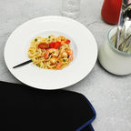 Pasta Plates with Rim 12 oz, Soup Bowl Pasta Bowl Set of 4, White Shallow Bowl Plate, Ceramic Wide Rimmed Soup Bowl, Best choice for high-end restaurants, hotels, and foodies, 10 Inch