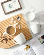 Hasense 7 Ounce Cappuccino Cups Set of 4 Perfect for Latte, Americano, Cafe Mocha and Tea, Ceramic Coffee Cups Ideal for Party Cafe Home and Kitchen, Microwave and Dishwasher safe, White