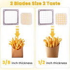 Heavy Duty French Fry Cutter with 3 Stainless Steel Blades (1/4" 3/8" 1/2") - Manual Metal Potato Slicer for Vegetable, Sweet Potatoes, Onions
